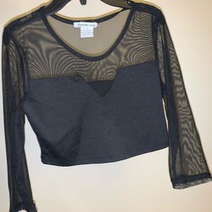 Black mesh crop top